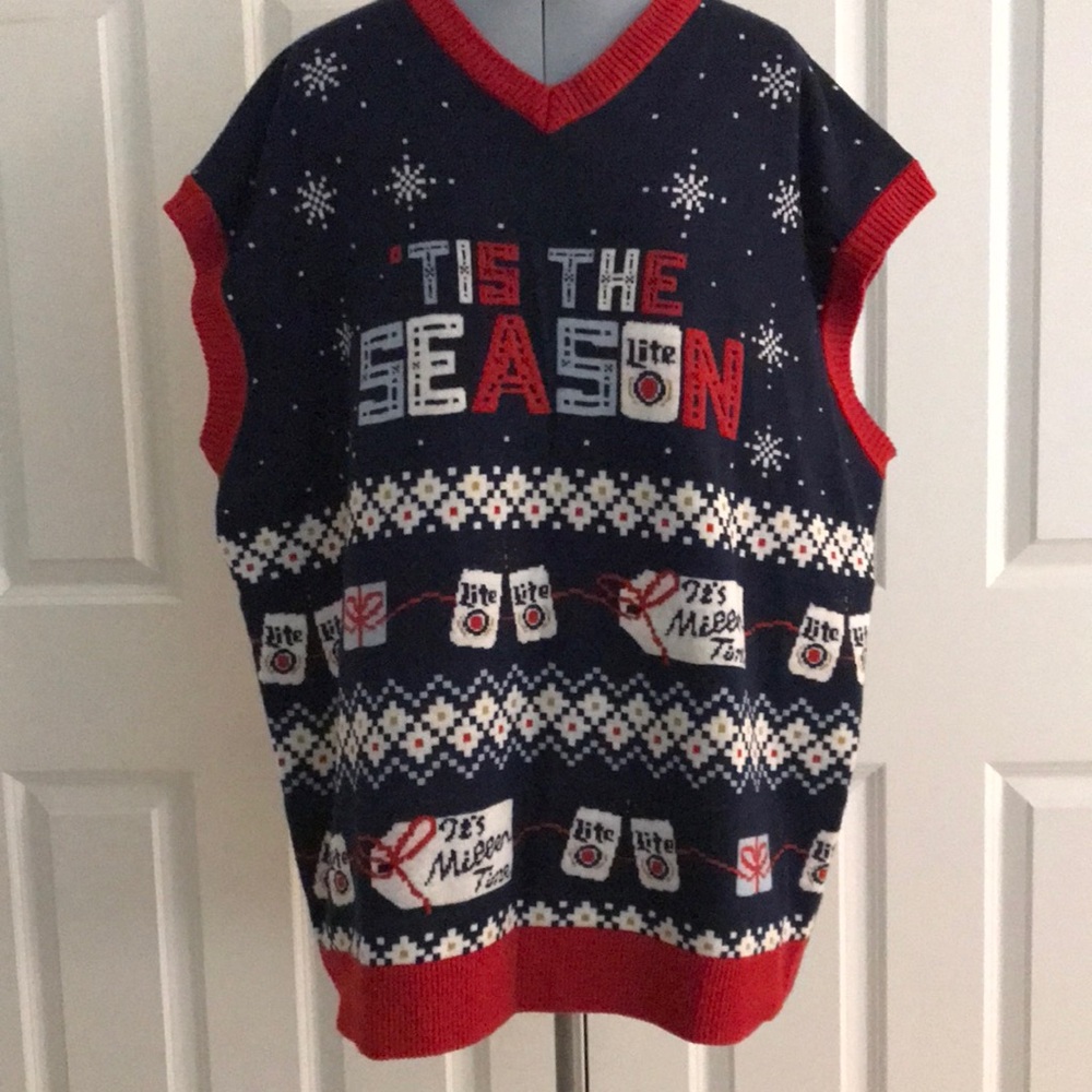 Miller Lite Beer ‘Tis The Season’ Ugly Christmas Sweater Vest XXL